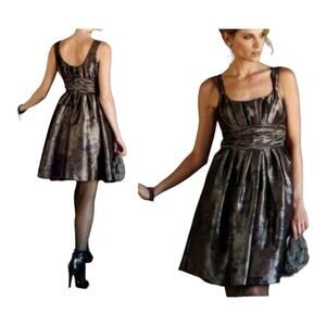 PERUVIAN CONNECTION Women's 12 Borealis Dress Metallic Satin Fit & Flare Formal